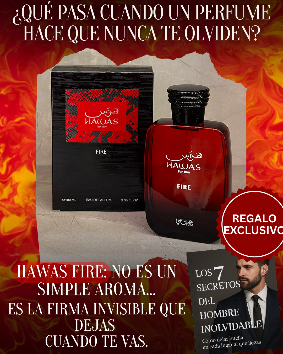 PERFUME HAWAS FIRE + 2 OBSEQUIOS